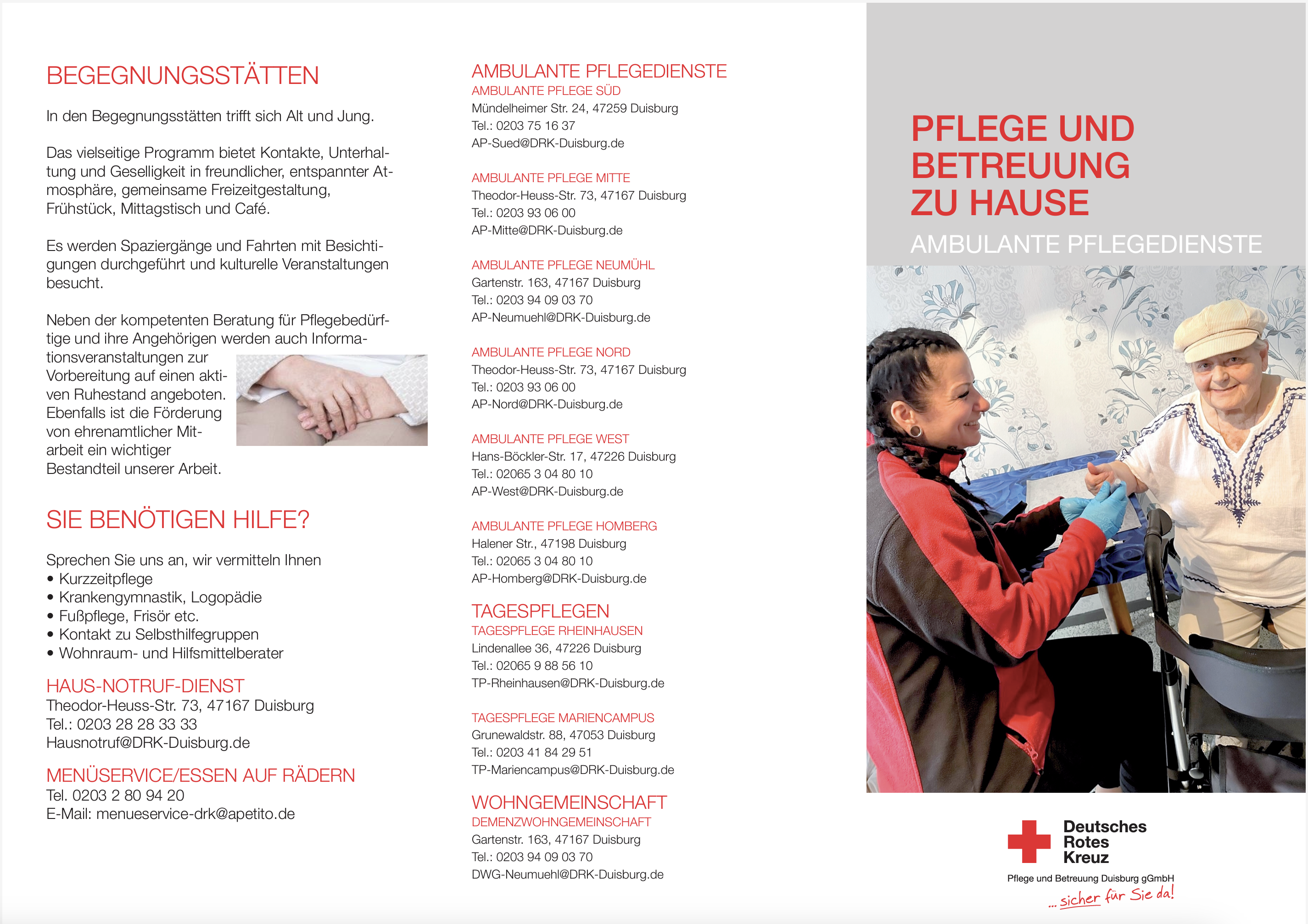 Flyer Ambulante Pflegedienste DRK Duisburg